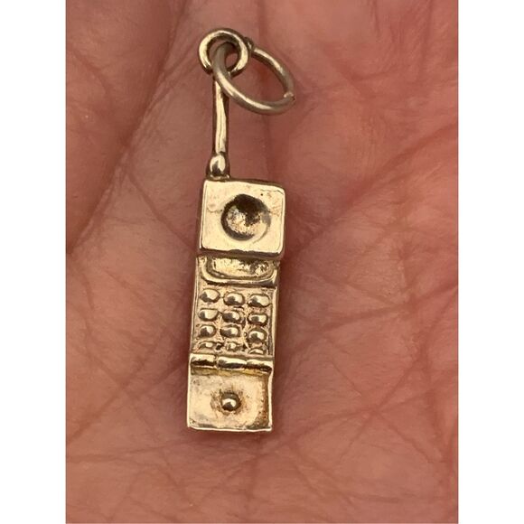 .925 Cell Phone Sterling Silver Jewelry Charm #phone #gadget - Picture 2 of 6